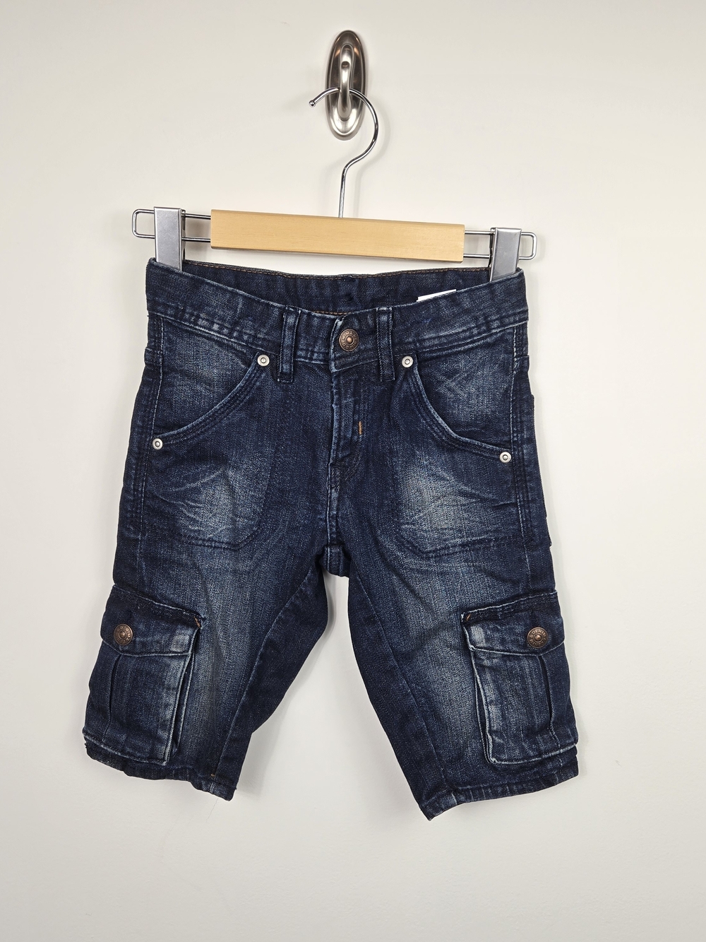 H&M dark wash denim cargo shorts 3-4Y y2k skater utility shorts